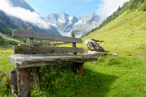 Mountains and bench
